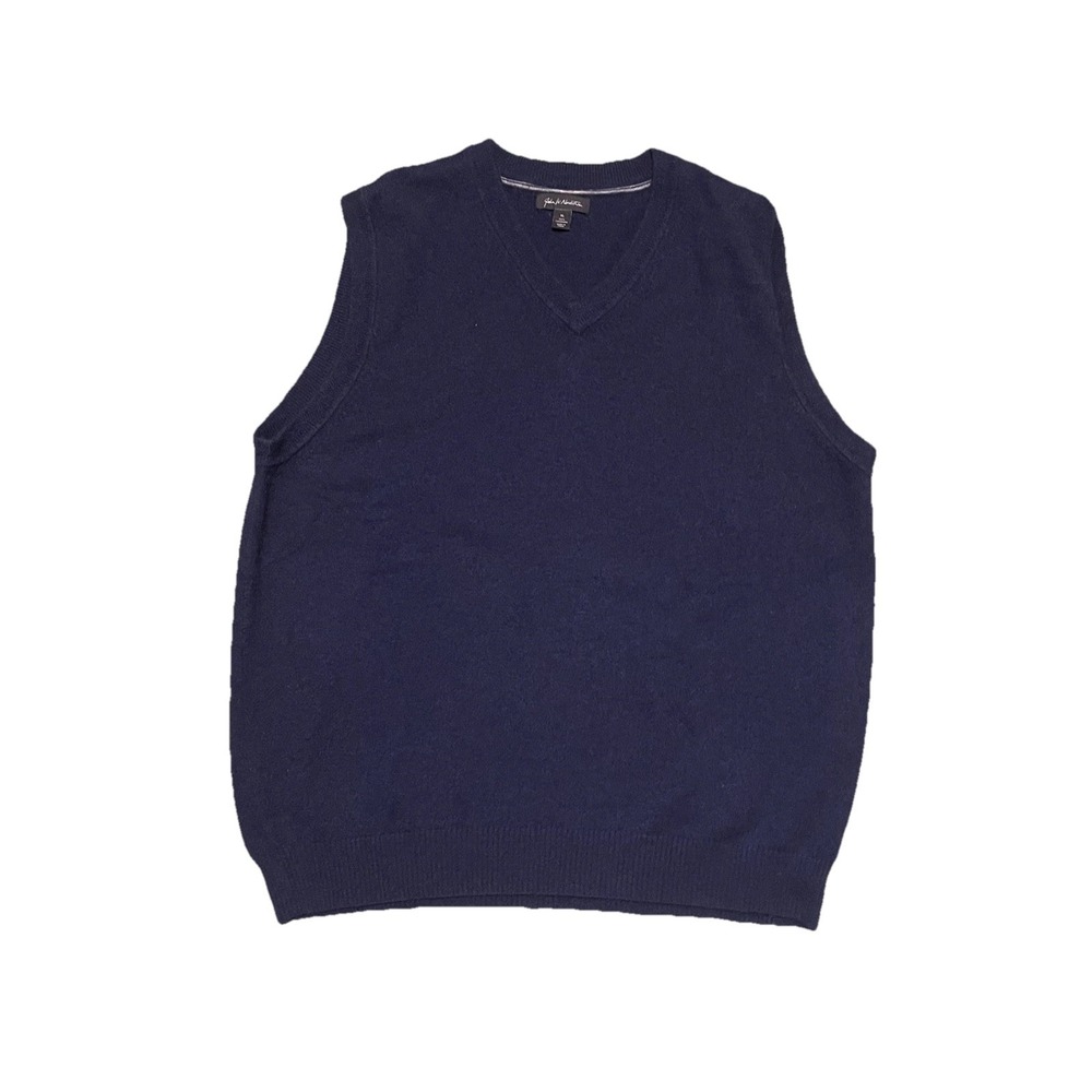 John W. Nordstrom Men`s Navy Blue‎ 100% Cashmere Soft Knit Sweater Vest Size XL